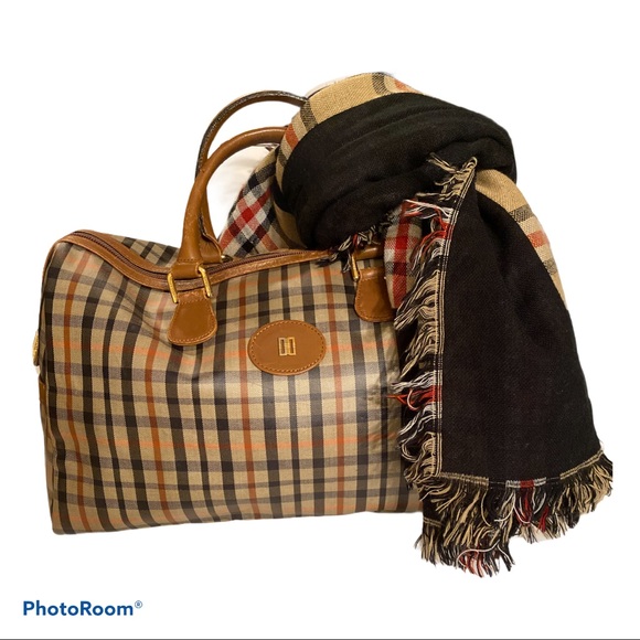 DAKS LONDON PLAID LARGE HANDBAG WITH SCARF - Picture 1 of 16